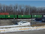 Container EMHU 651449 on an unknown spine car